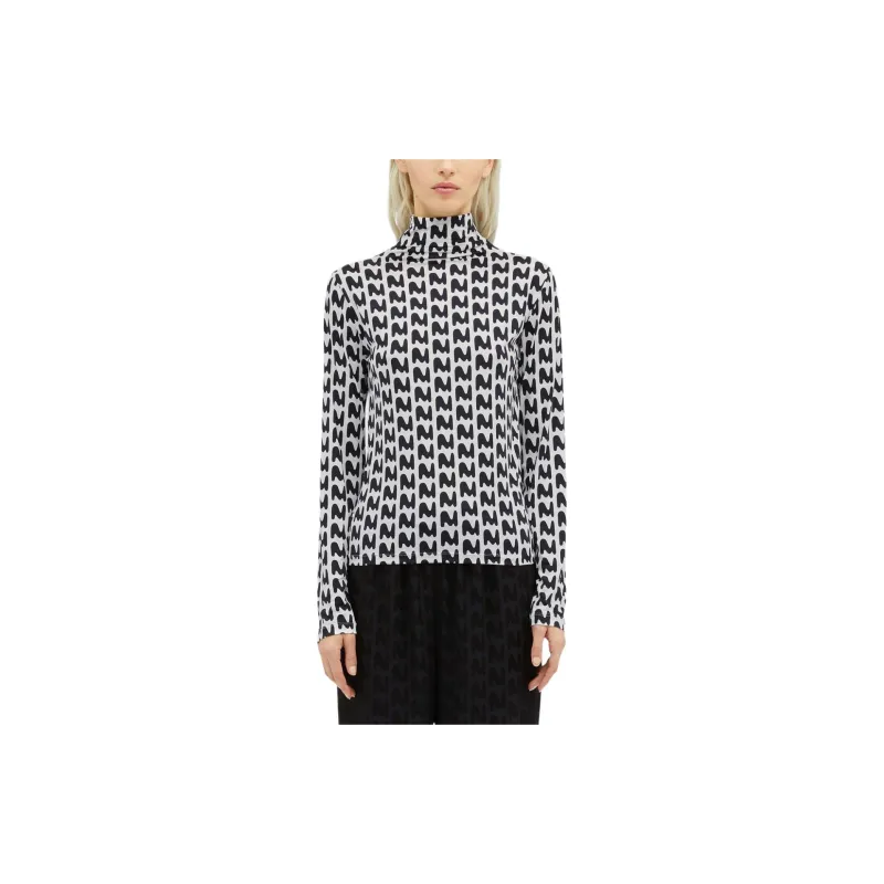 MSGM Logo Printed High Neck Long Sleeved T Shirt-1