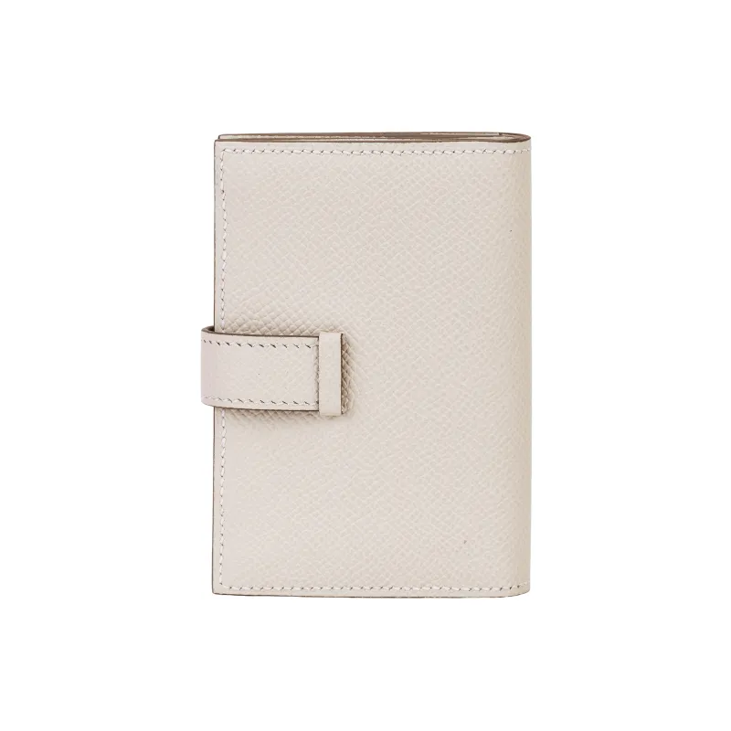 HERMES Bearn Epsom Calfskin Wallet Mini Unisex 10 Craie Milkshake White-3