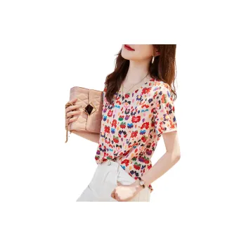 Mo Han Yi Mei Shirt Women's Beige With Red Print