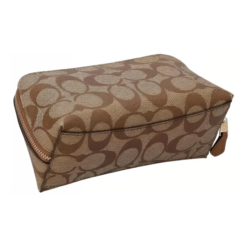 COACH Canvas Clutch Makeup Bag Women's Umber-1
