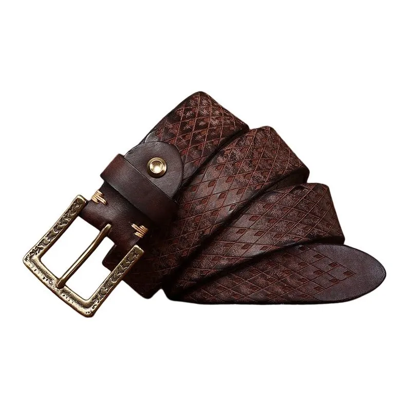 JEANSWEST Cow Leather Leather Belts Men's Width  3.8cm-2