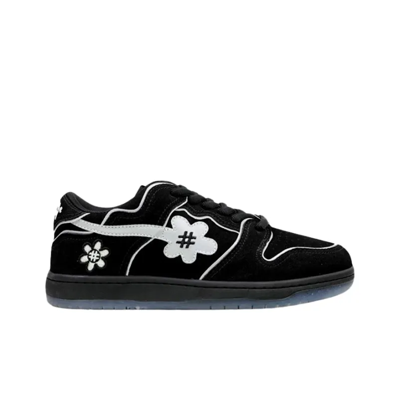 WATER THE PLANT Low Top Skateboard Shoes Unisex Black-1