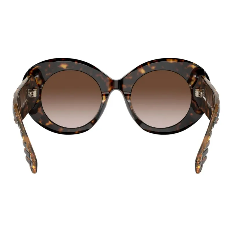 Burberry Acetate Metal Oval Sunglasses Women's Dark Havana Brown-1