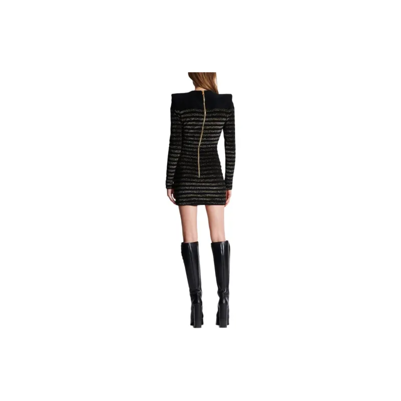 BALMAIN Striped Lurex Jersey Dress-3