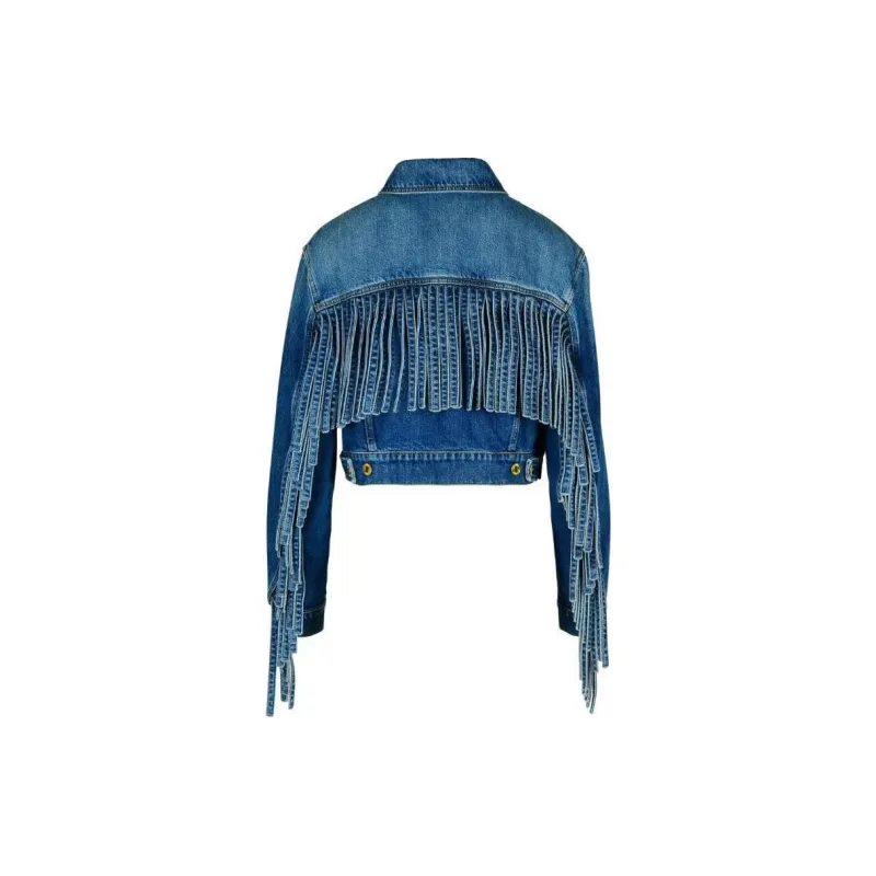 MOSCHINO Fringe Detailed Denim Jacket-1