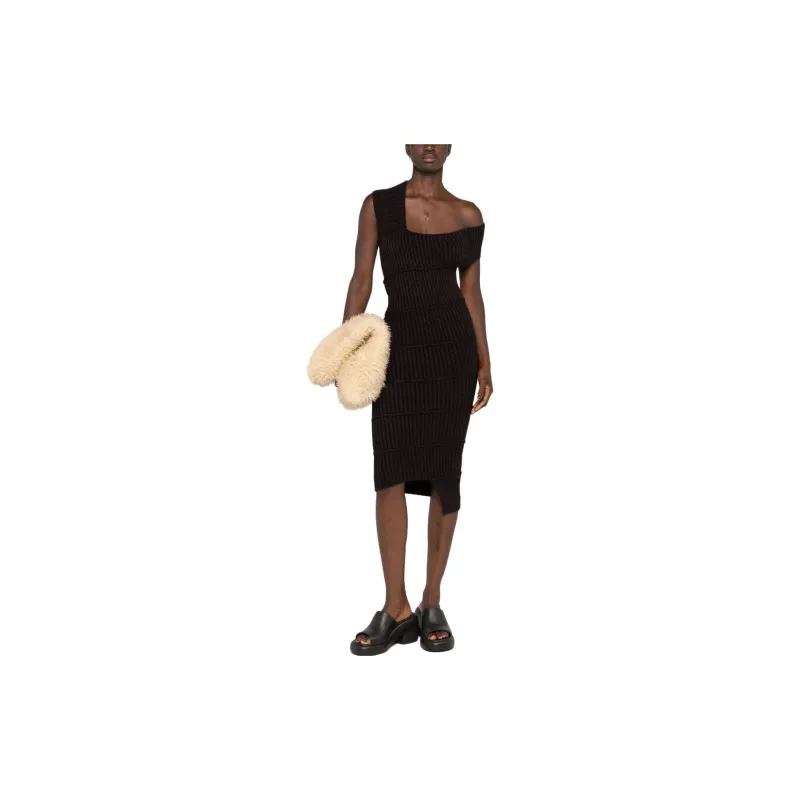 MM6 Maison Margiela Ribbed-knit Asymmetric Dress-1