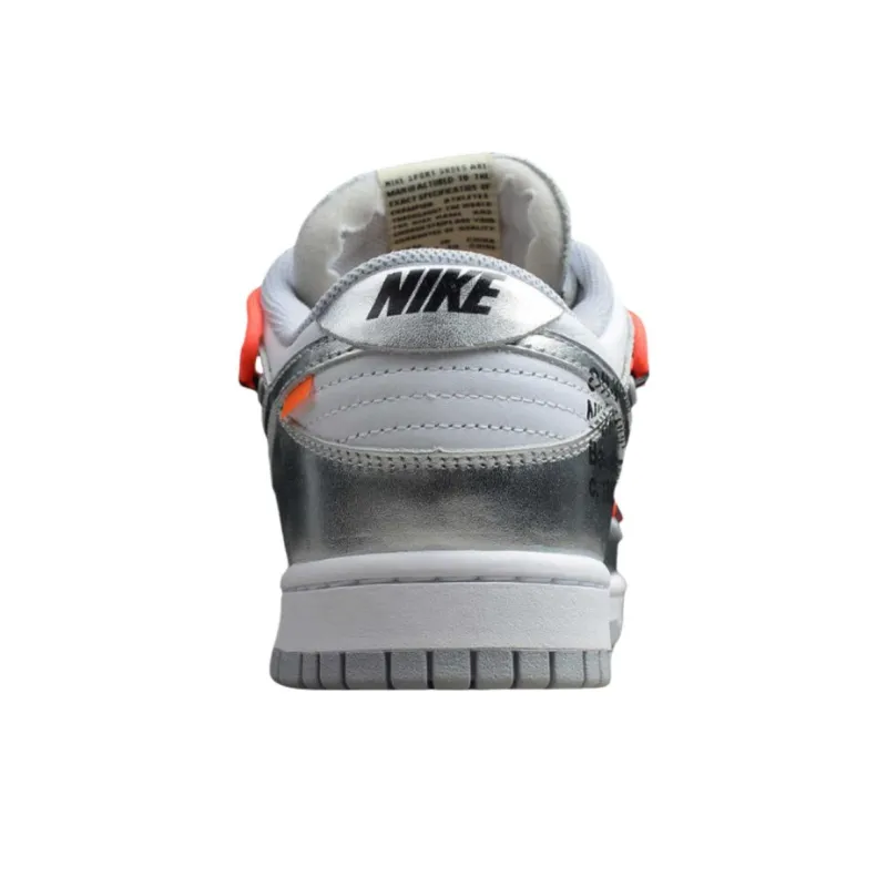 OFF WHITE x Nike Dunk Slip Resistant Coverage Low Top Skateboard Shoes Men's White Silver-3