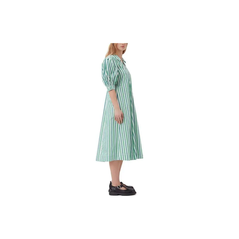 GANNI SS24 Short Sleeved Dress Women's Mint Green-3
