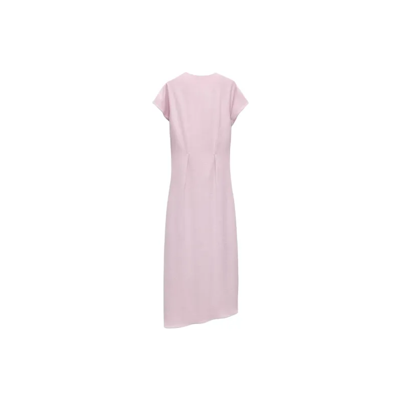 ZARA ZW Series Short-Sleeved Dresses Women's Pink-1