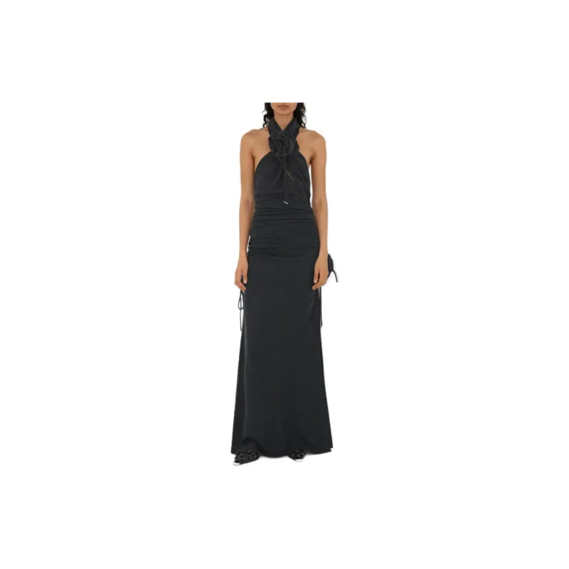Burberry Floral Detailed Ruched Halterneck Dress-1