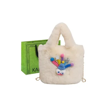 KARUISHA Plush Shoulder Bag Women's White/Pink/Yellow/Brown/Khaki