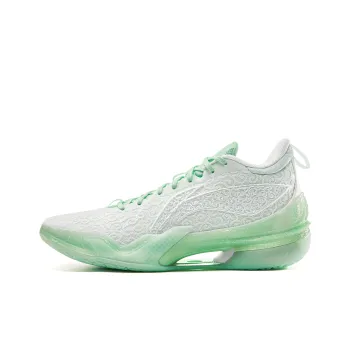 LiNing Knife 5 Cushioned Slip Resistant Rebound Anti Twist Mid Top Performance Basketball Shoes Men's White Green