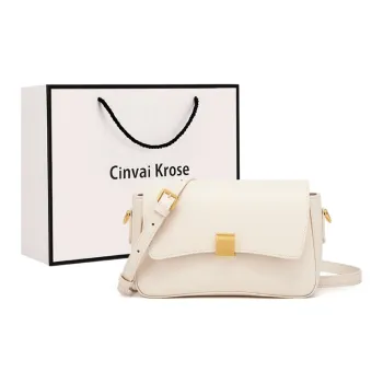 Simvay Clos Cowhide With Microfiber Shoulder Bag Crossbody Bag Small Size Women's Ecru/Green/Black
