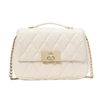 Kate Spade Smooth Quilted Leather Portable Crossbody Bag Shoulder Bag Small Size Women's Crispy White