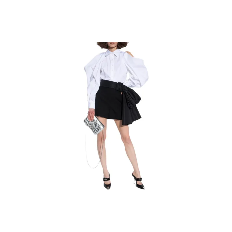 Alexander McQueen Bow Detailed High Waist Shorts-1