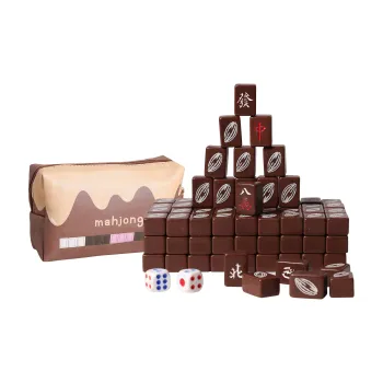 SHANGKECHENGPIN 20mm Mini Mahjong Tiles Travel Party Dormitory Handmade Small Mahjong Storage Bag Style Board Games