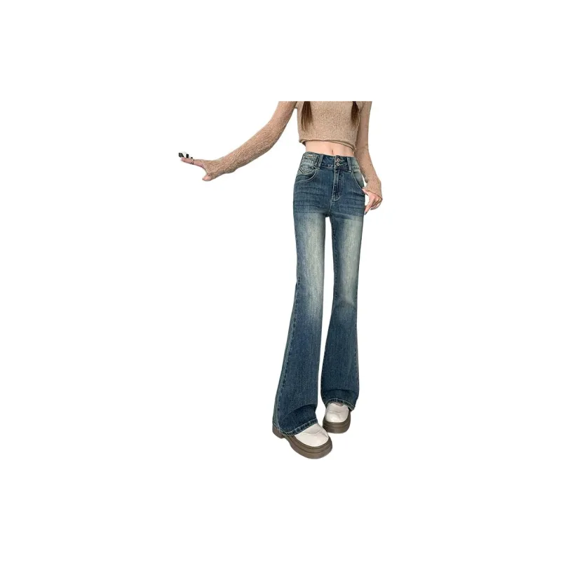 YINLEI Jeans Women's Vintage Blue-2