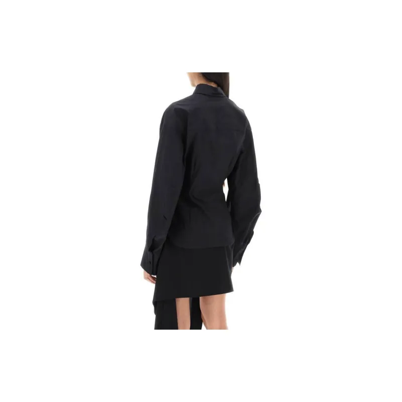 The Attico Cut out Corset style Cotton Shirt-4