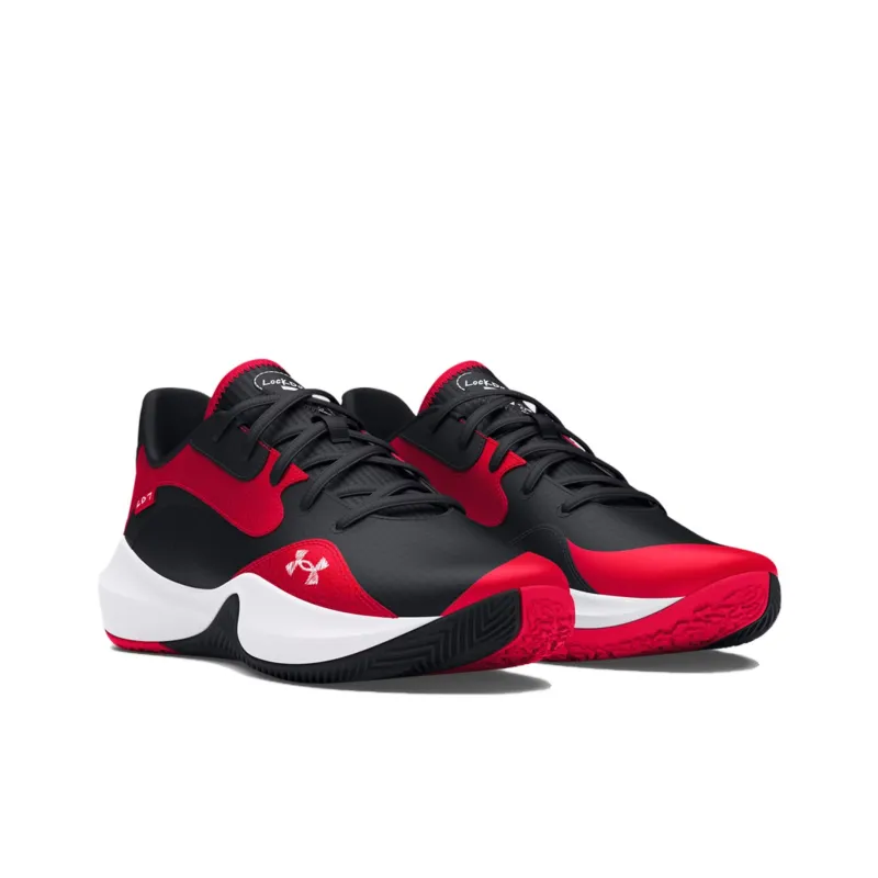 Under Armour Lockdown 7 Anti Slip Wear Resistant Low Top Basketball Shoes Unisex Black Red-2