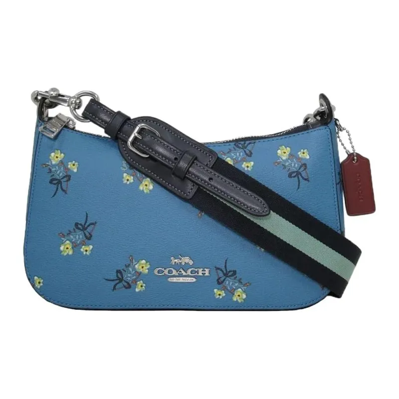 COACH Jes Canvas With Leather Shoulder Bag Crossbody Bag Medium Size Women's Blue-1