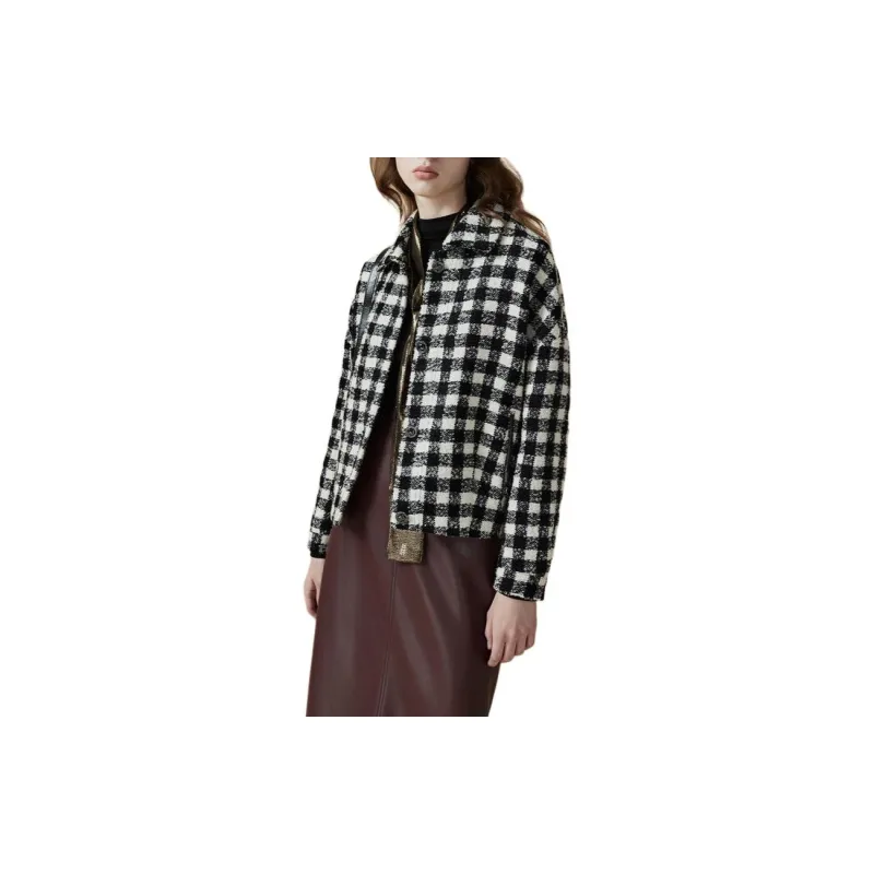 DKNY Cropped Coat Women's Black-4
