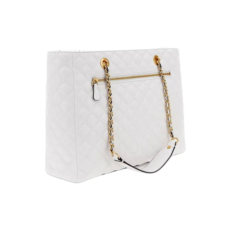 GUESS Polyurethane PU Tote Bag, Shopping Bag, Shoulder Bag, Handbag Women's White-1