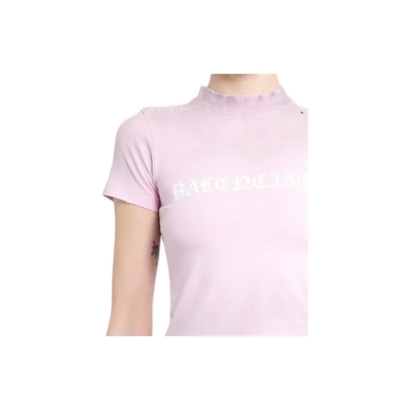 Balenciaga Shrunk T Shirt 'Light Pink/White'-4