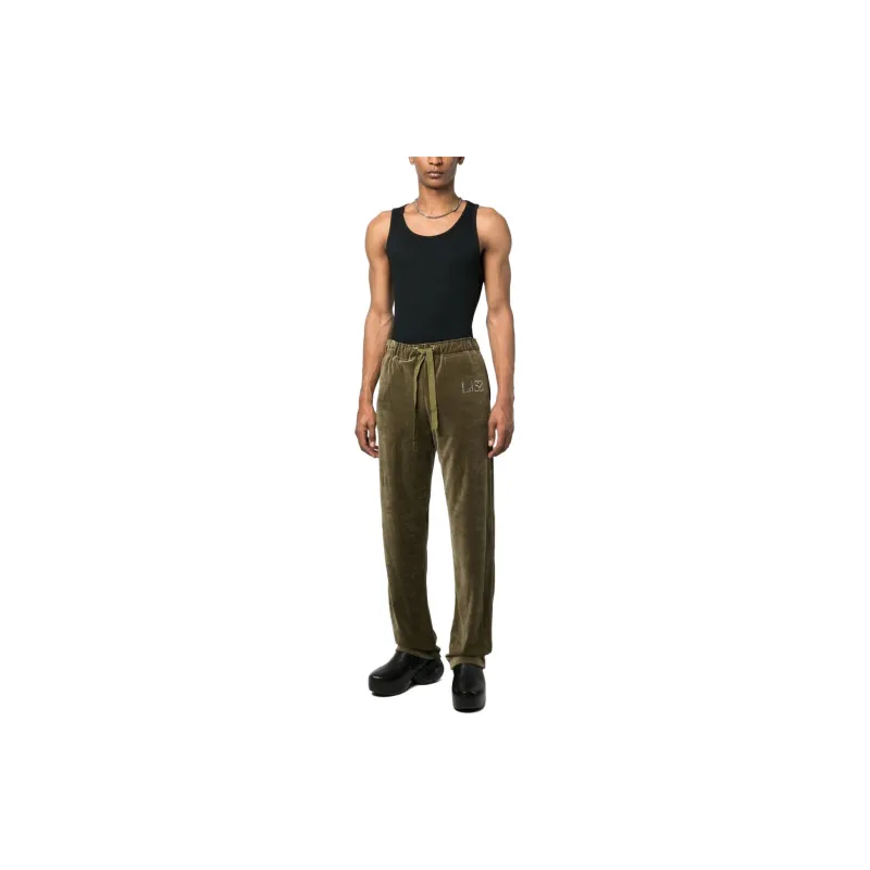 Ludovic de Saint Sernin Velvet Crystal Logo Track Pants-2