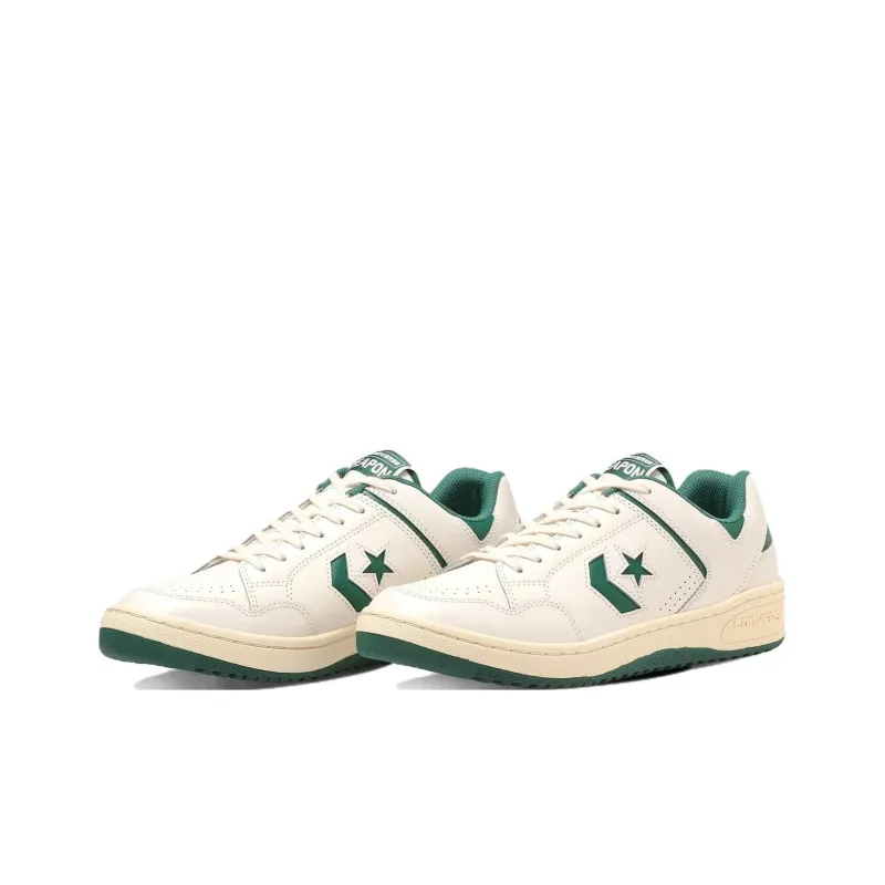 Converse Weapon Anti Slip Wear Resistant Low Top Skateboard Shoes Unisex White Green-2