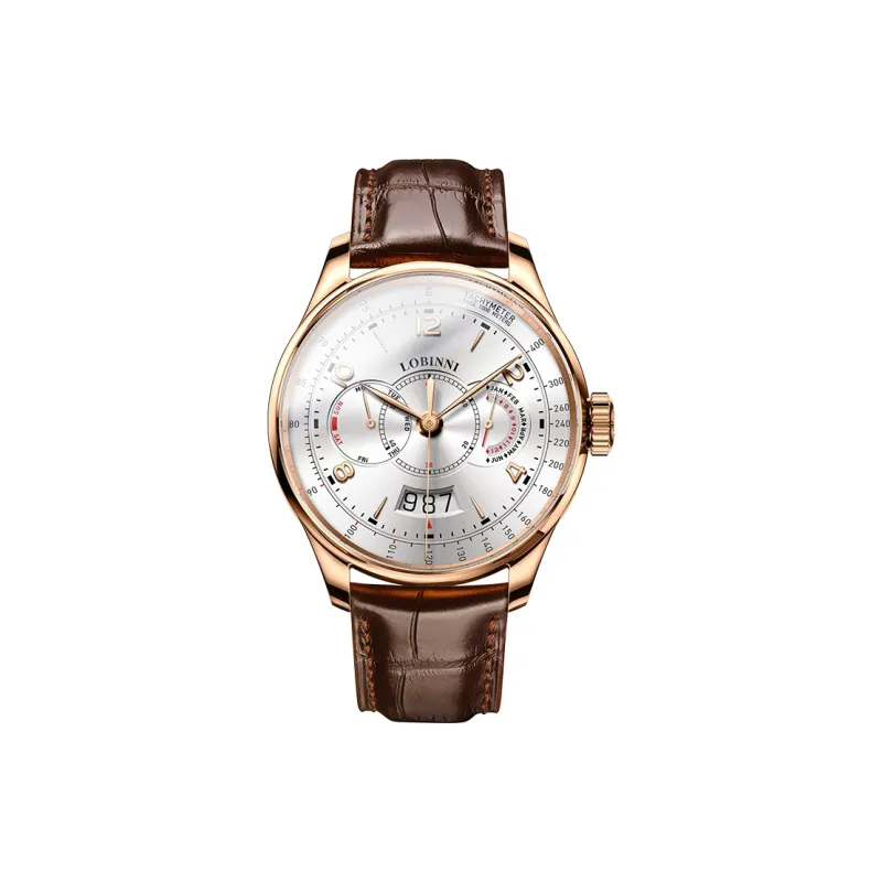 LOBINNI L Men's Watches Automatic Mechanical Movement Cowhide Strap Watch Men's Watches Silver Dial-1
