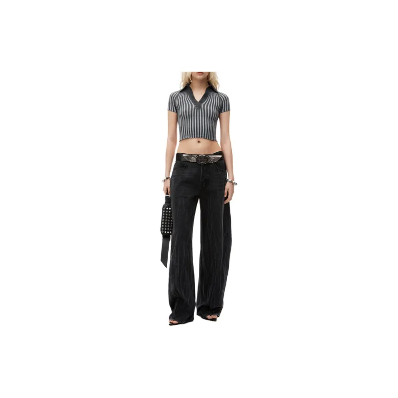Alexander Wang Cropped Ribbed Polo Shirt-2