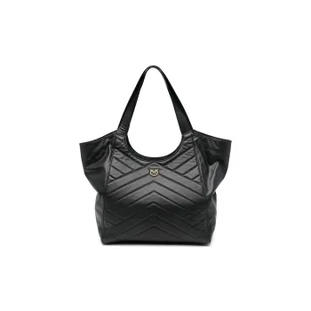 PINKO Cow Leather Tote Bag Shopping Bag Handbag Women's Black
