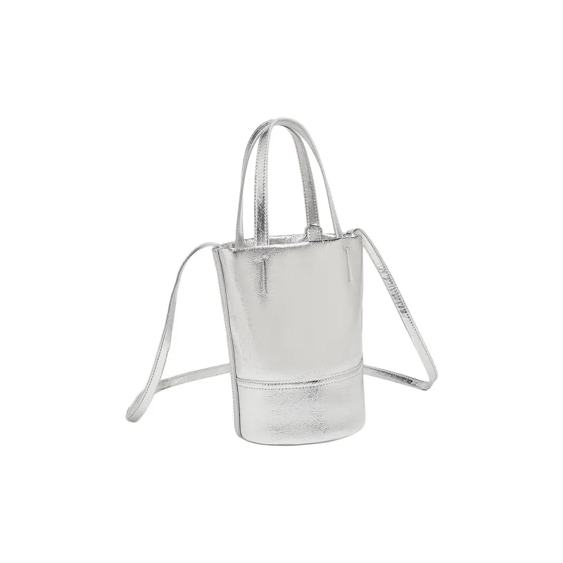Marino Orlandi Cow Leather Bonded Synthetic Leather Shoulder Bags Handbags Regular Women's Silver-4