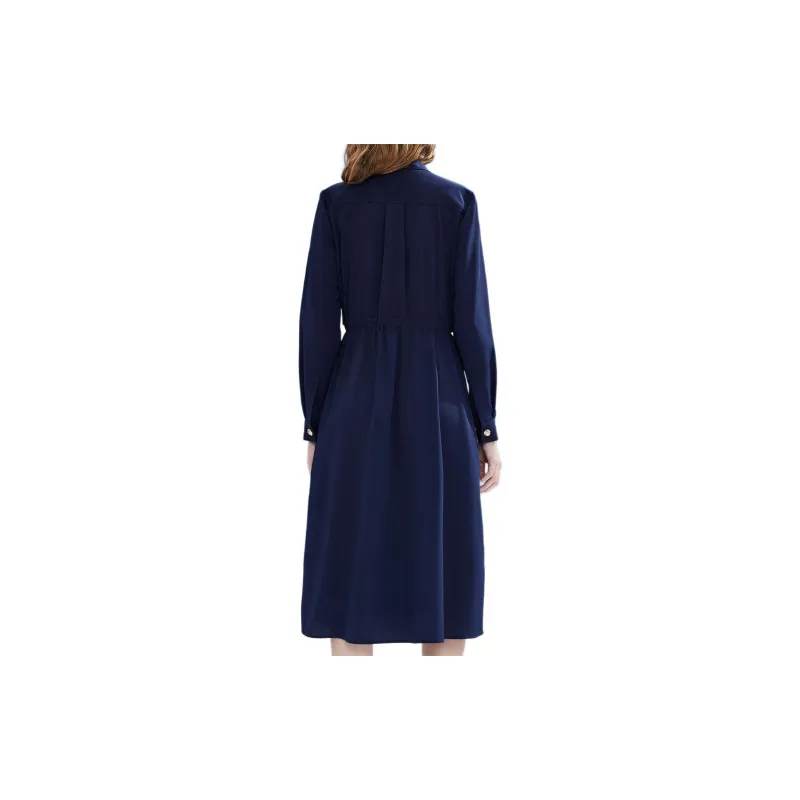 DKNY Long Sleeved Dress Women's Navy Blue-1