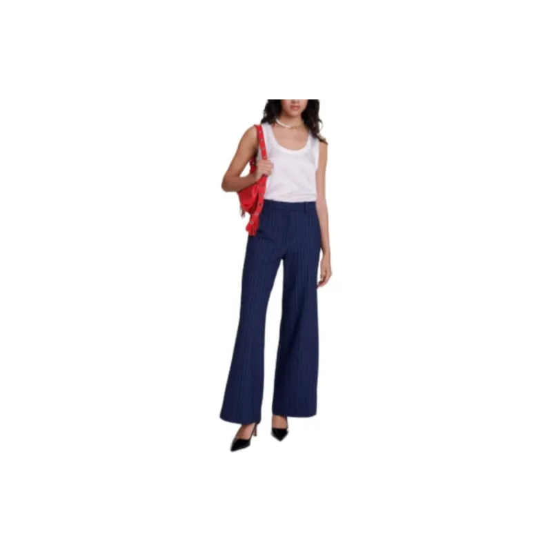 Maje Pinstriped Mid rise Flared Trousers-1