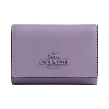 COACH Micro Calfskin Wallet Mini Women's Silver & Light Purple
