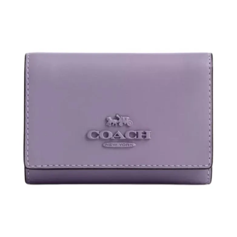 COACH Micro Calfskin Wallet Mini Women's Silver & Light Purple-0