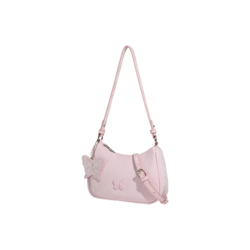 NOMK PU Shoulder Bag, Dumpling Bag, Shoulder Bag, Crossbody Bag Women's Ecru/Pink/Black/Light Green-5