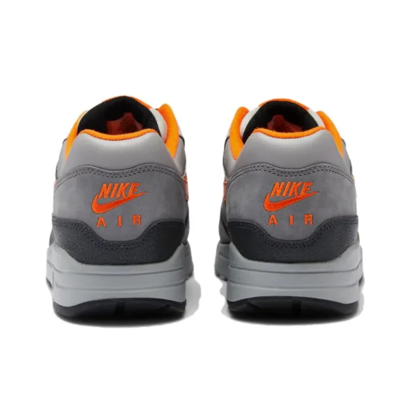 HUF x Nike Air Max 1 Durable Breathable Low-Top Casual Running Shoes Men's Gray Orange-2