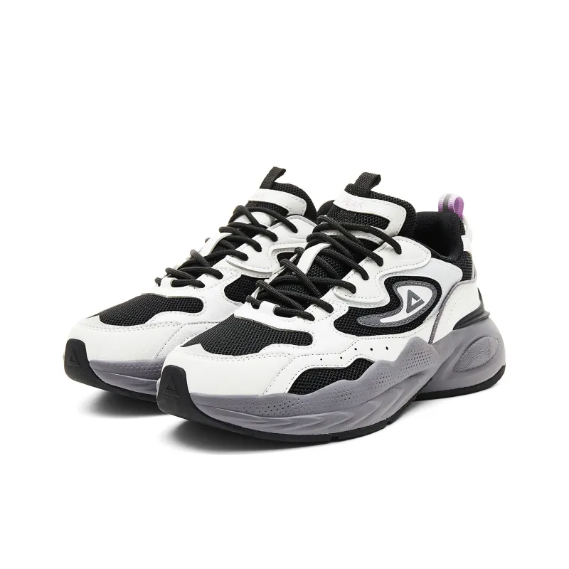 PEAK Taichi Yunxi Cushioning Coverage Rebound Slip Resistant Low Top Casual Shoes Women's Light Gray Black-2