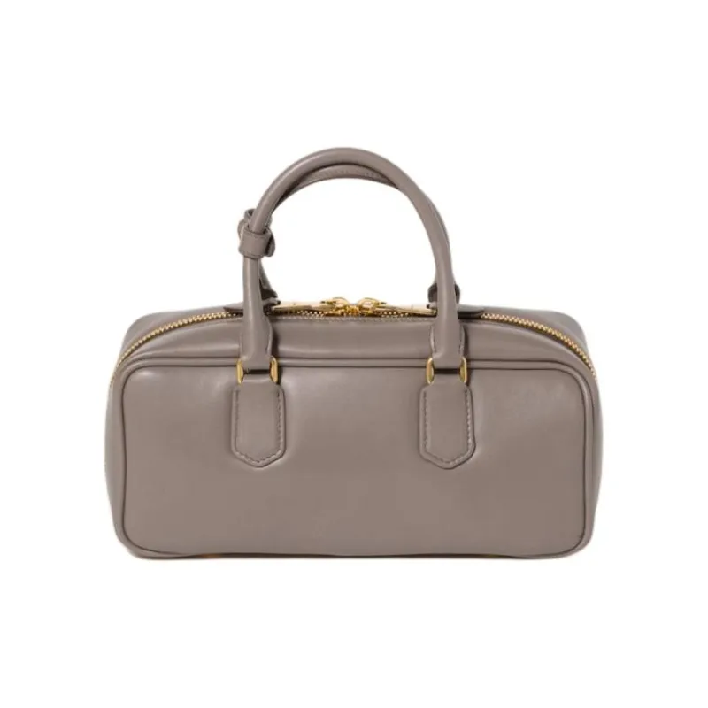 MIU MIU Arcadie Series Calfskin Bowling Bag, Shoulder Bag, Crossbody Bag, Handbag Tubas Women's Clay Gray-1