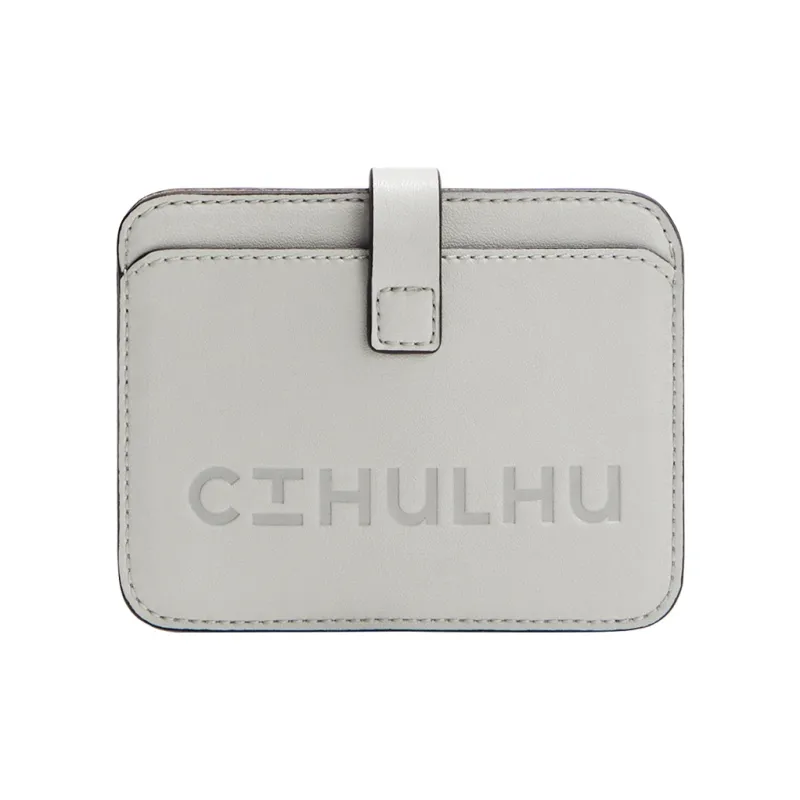 Cthulhu Split Cow Leather Tricolor Letter Card Holder Mini Unisex Dirty Orange/Ink Grey/Grey White-9