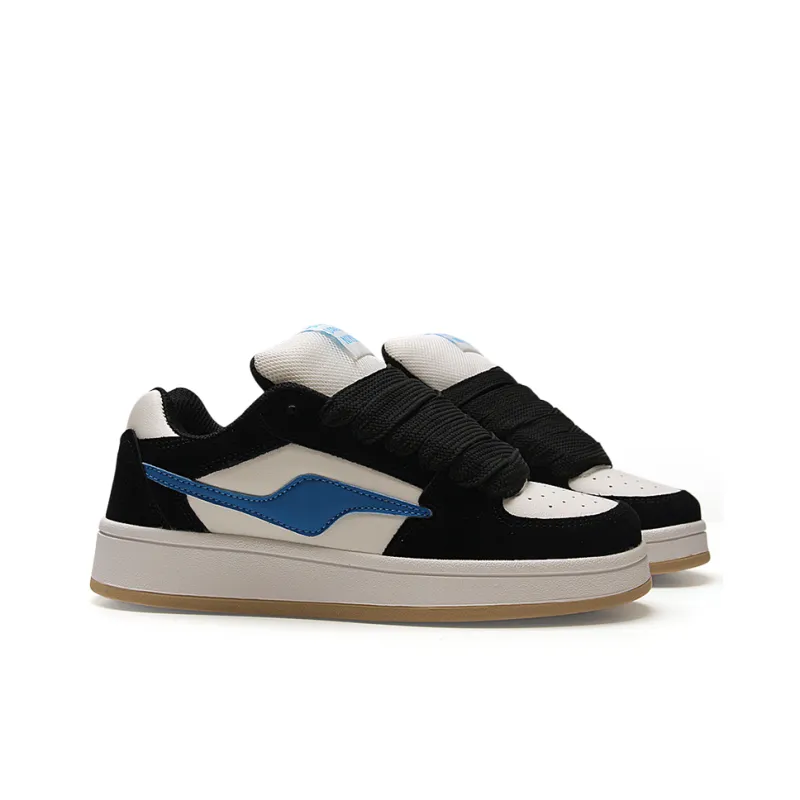 STUR YSN Wear-Resistant Slip-Resistant Low-Top Skateboard Shoes Unisex Black Royal Blue-3