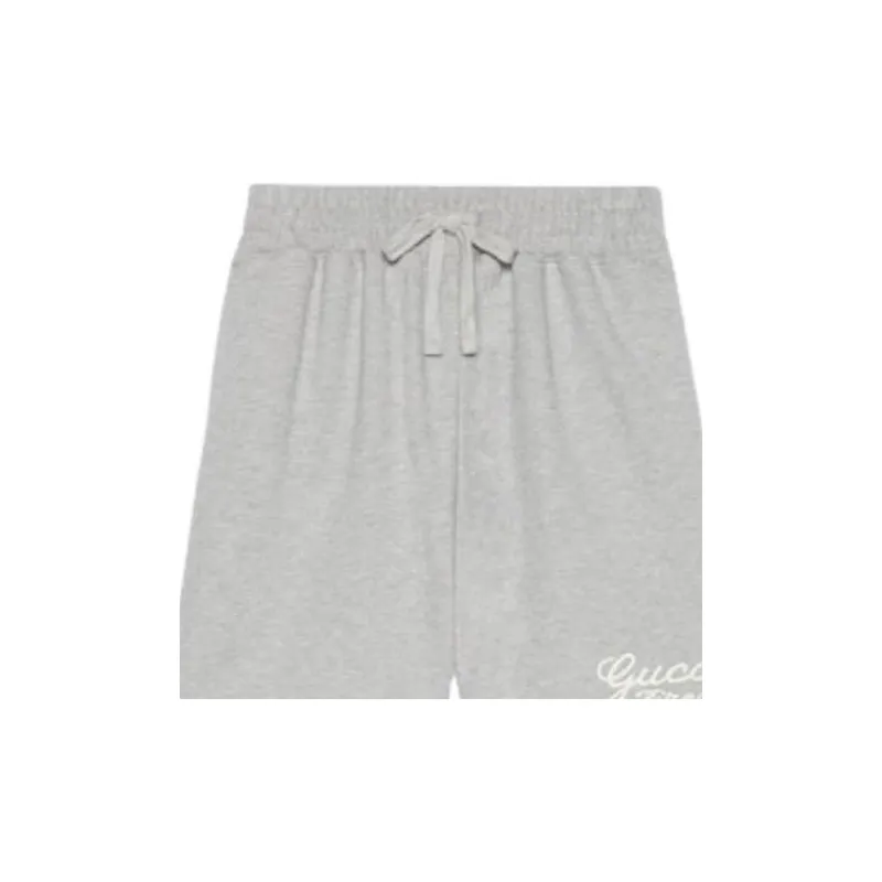 GUCCI Cotton Jersey Shorts With Embroidery Casual Shorts Men's Gray-4