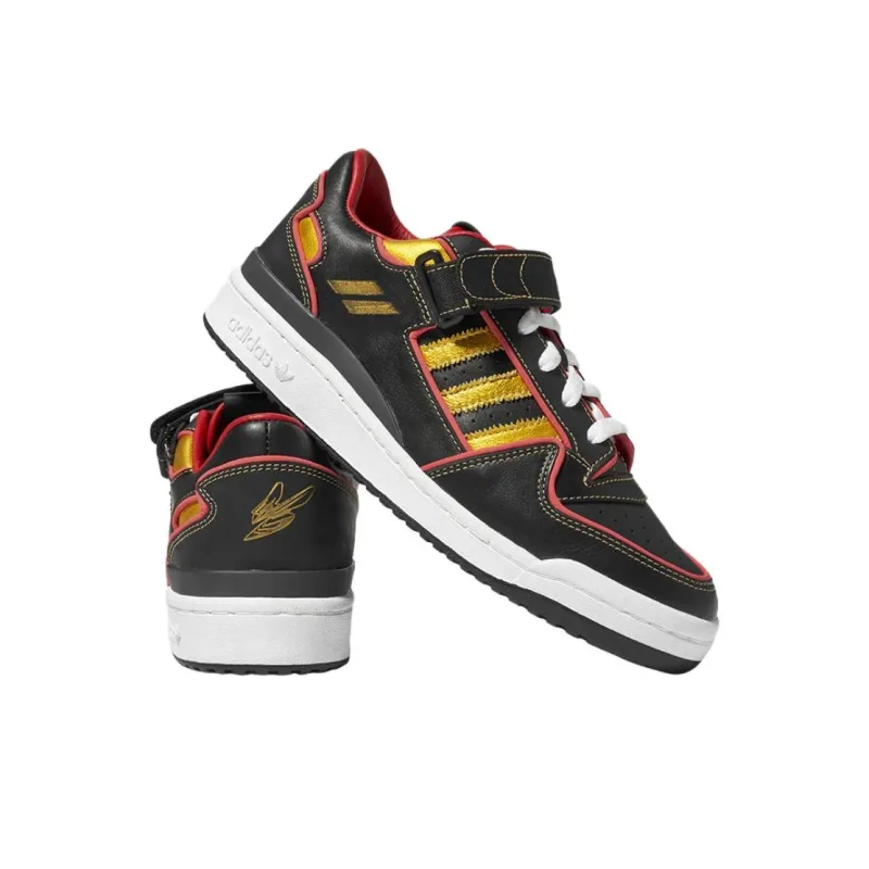 Tee Grizzley X Dexter The Creator x Adidas Originals FORUM Low Wear-Resistant Low-Top Skateboard Shoes Men's Black Gold-3