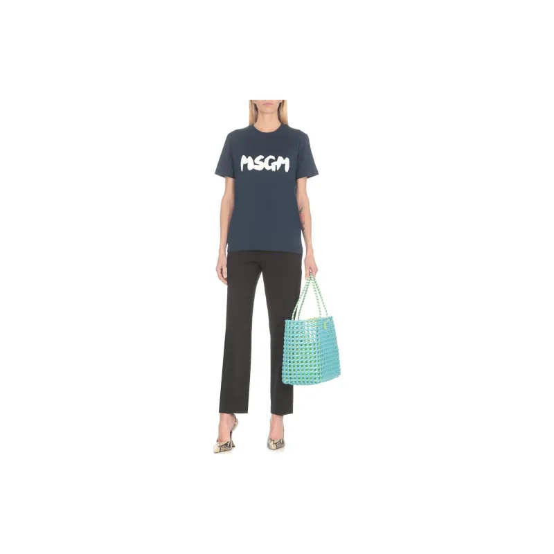 MSGM Logo Printed Crewneck T Shirt-1