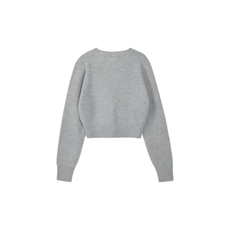 Rest&Recreation WOOL V NECK CROPPED KNIT Sweater Women's GREY/Gray-1