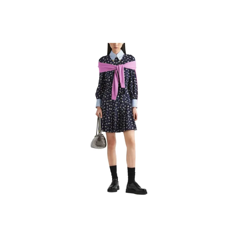 PRADA Floral-print Silk Minidress-1