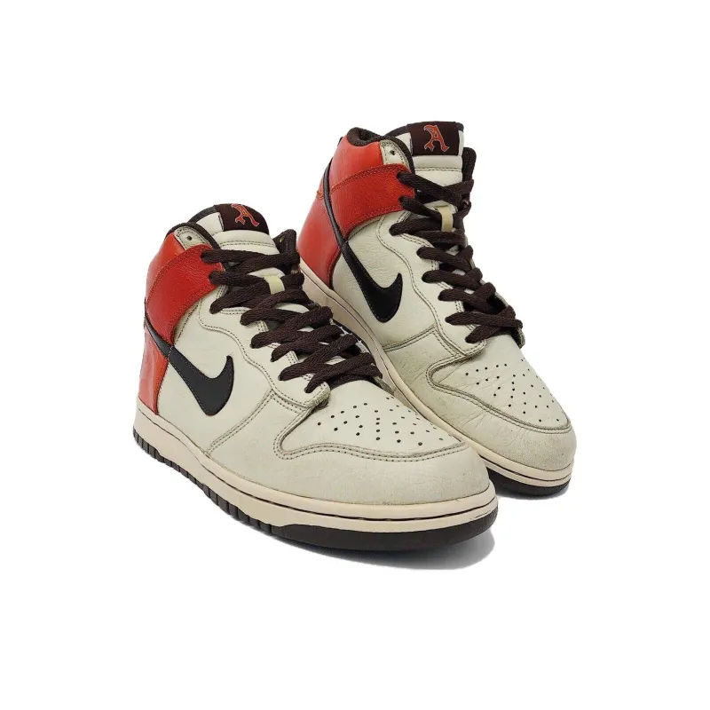 Nike Dunk Premium Abrasion Resistant Breathable High Top Skateboard Shoes Unisex White Red-3