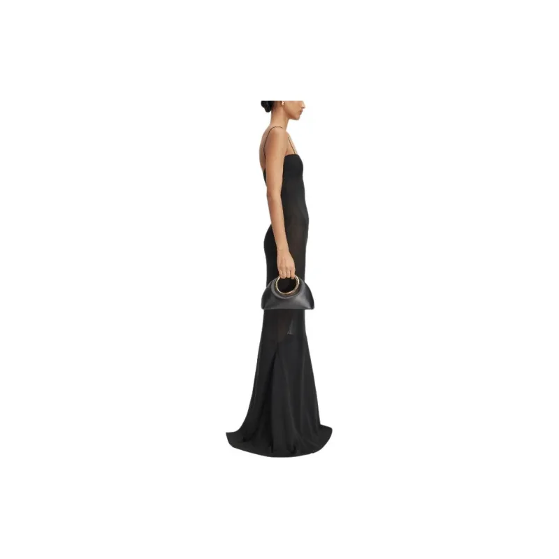 Jacquemus Fine Knit Maxi Dress Black-1